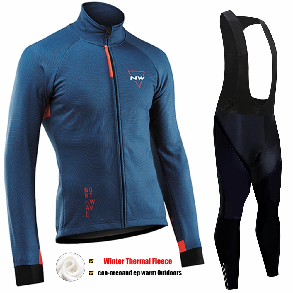 Pic Color Northwave теплая Зимняя Теплая Флисовая велосипедная одежда NW Мужской трикотажный костюм для езды на велосипеде MTB Одежда комбинезон комплект - Цвет: Pic Color
