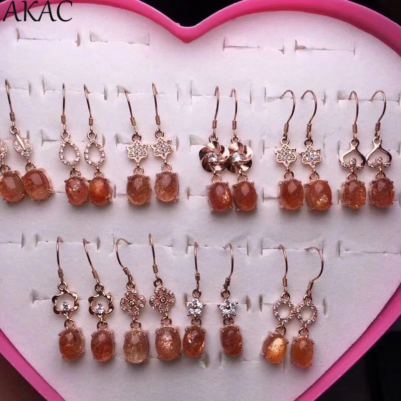 Женские серьги из серебра 925 пробы с натуральным камнем приблизительно 6 7*8 9