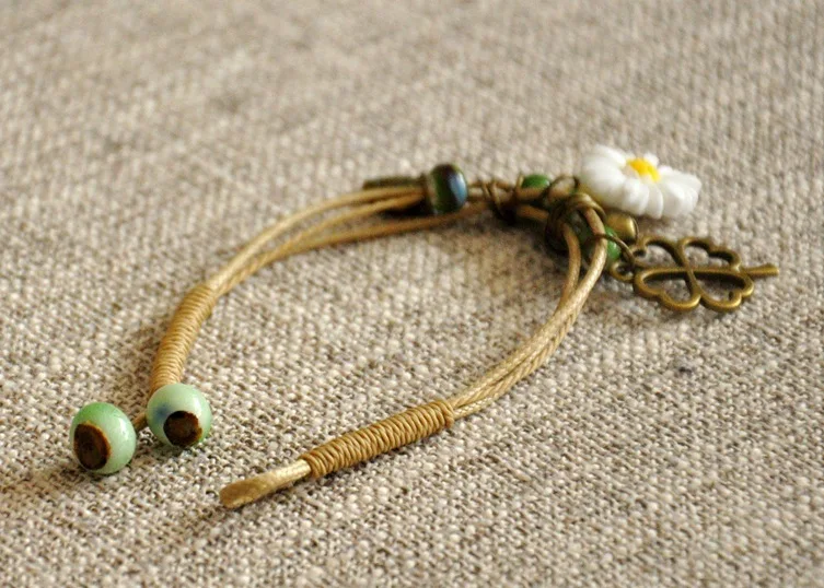 Модные очаровательные керамики Зеленые Круглые бусины с изображением