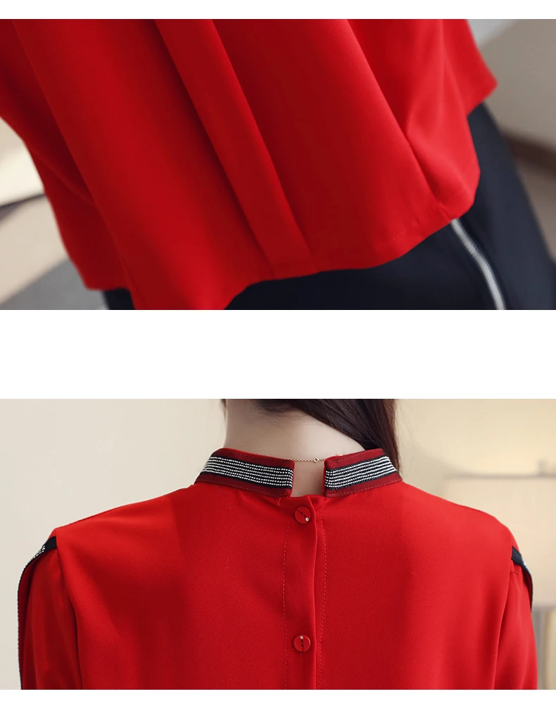

Chiffon Shirts Diamonds New 2021 Sexy Hollow out Mesh harajuku Shirts Elegant Stand Collar Long Sleeve Women Tops blusas H34D