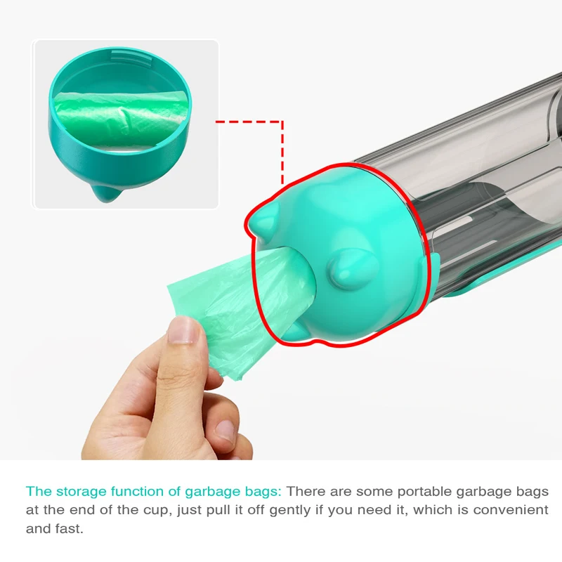 

Portable Pet Dog Water Bottle Feeder Bowl Multifunctional Pet Outdoor Travel Drinking Feeder Cup 500ml + Toilet Bag Box + Shovel