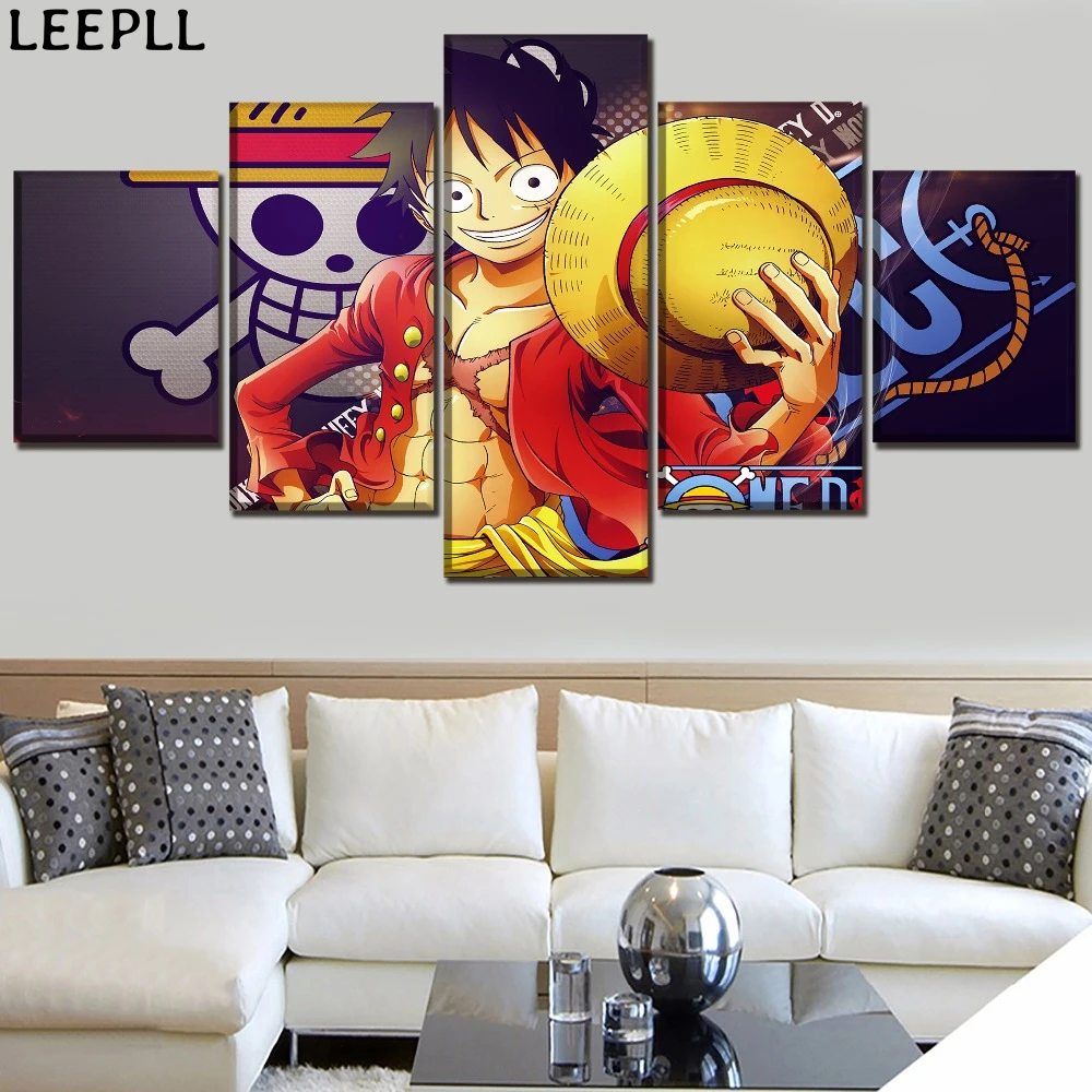 5 панель Monkey D. Luffy аниме цельный плакат холст печать современное настенное