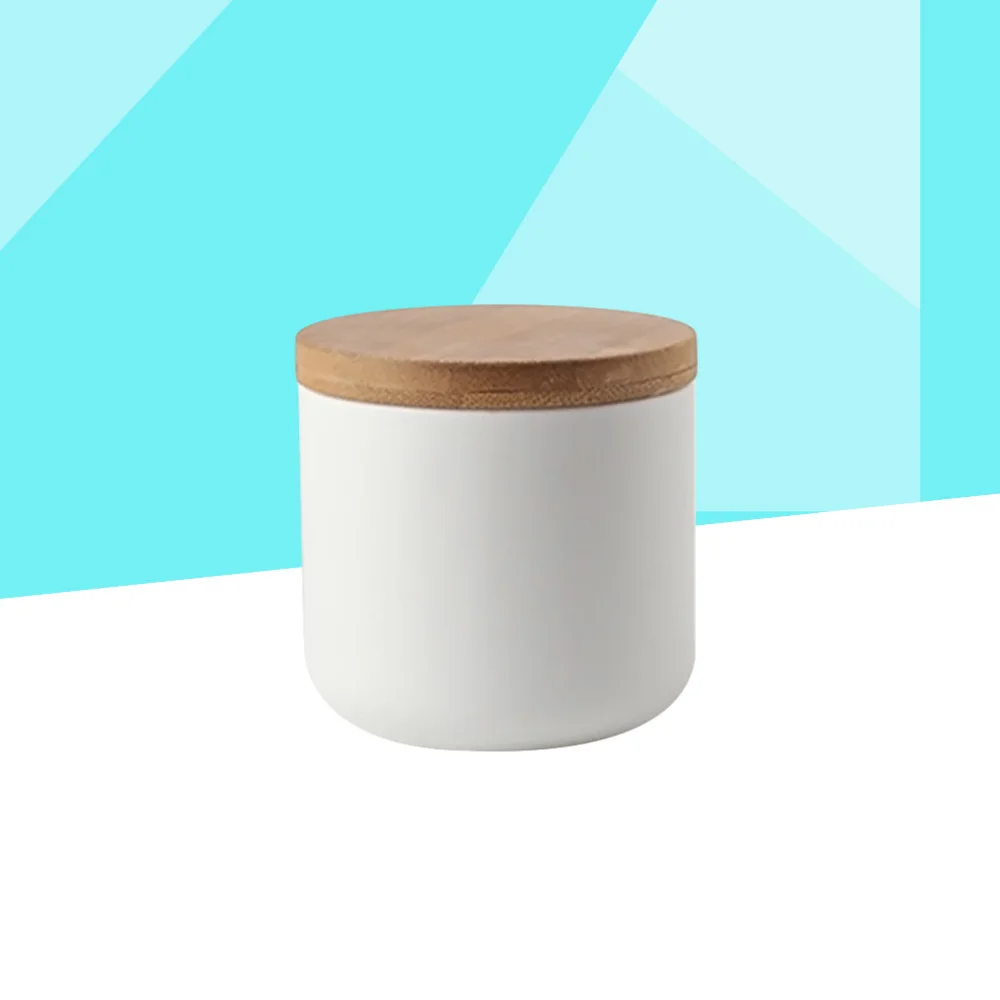 

2021 Ceramic Jar Sealed Canister Food Storage Container with Wooden Lid for Loose Tea Coffee Bean Sugar Spice
