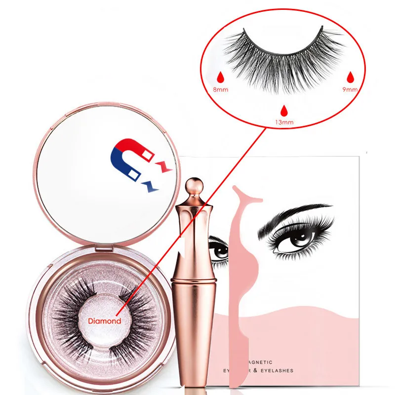 Liquid Magnetic Eyeliner Set And Magnetic False Eyelashes Tweezer Magnetic Eyeliner Waterproof Long Lasting Eyeliner Eyelashes