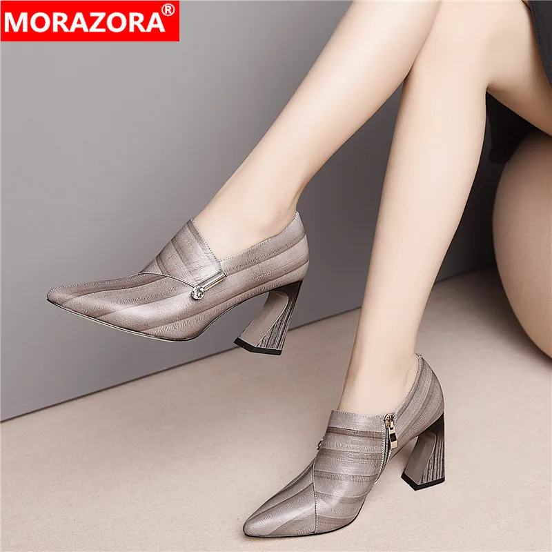 MORAZORA/женские туфли-лодочки Сезон весна-осень Модные женские туфли на высоком
