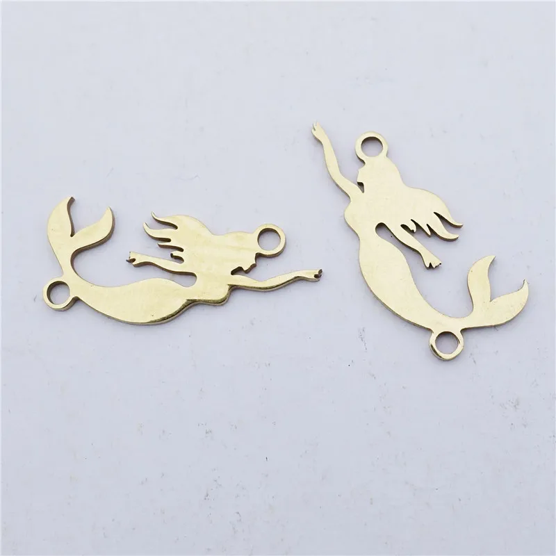 

5 Pieces Real Gold Plated Mermaid Connector Links Charms Stainless Steel Component For Diy Bracelet Jewelry Making Findings