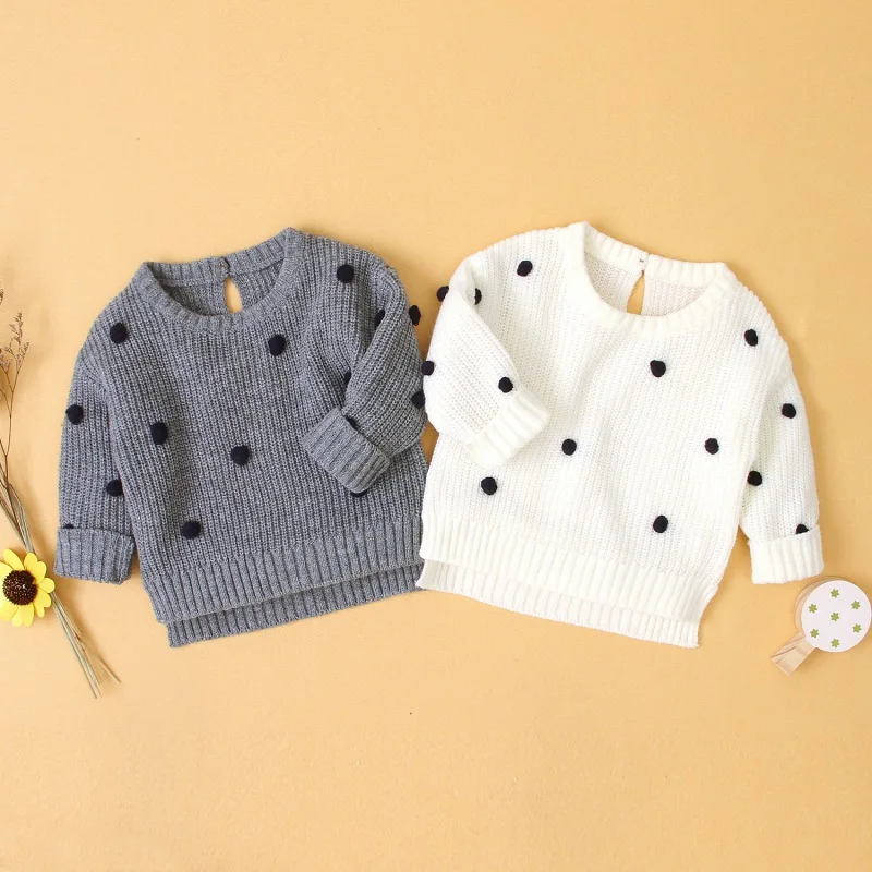 Осенний вязаный свитер для маленьких девочек Детские свитера с плюшевым