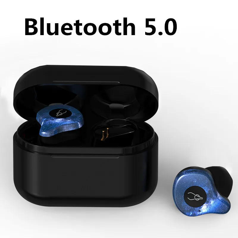 Беспроводные Bluetooth наушники 5,0 с зарядным ящиком, черные бинауральные наушники-вкладыши, спортивные наушники для бега, розовая Водонепроницаемая стереогарнитура - Цвет: blue
