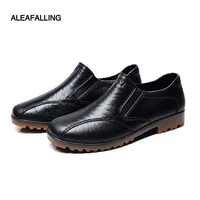 aleafalling new pvc waterproof rain boots waterproof flat with shoes boys men water rubber ankle boots slip on botas m020