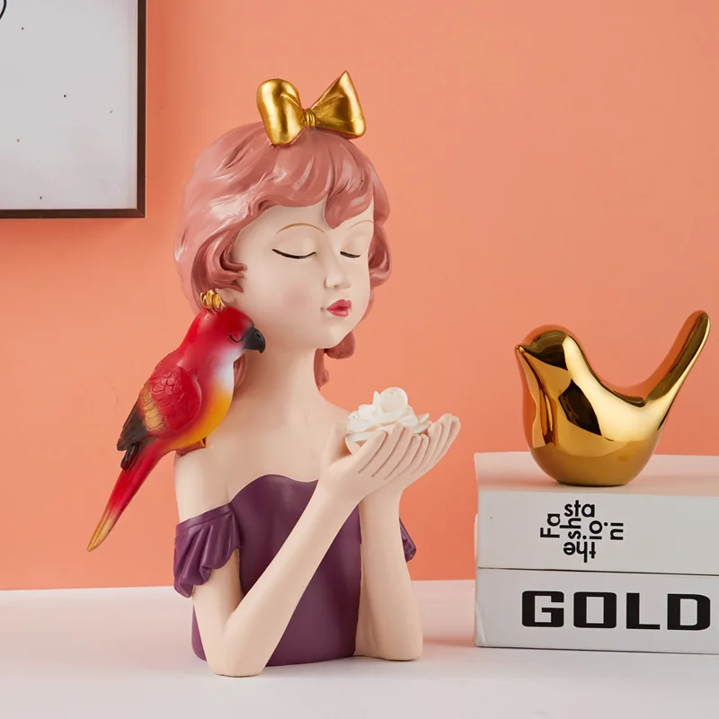 Модный бюст в виде попугая для девочки из смолы сада миниатюрный декор дочери