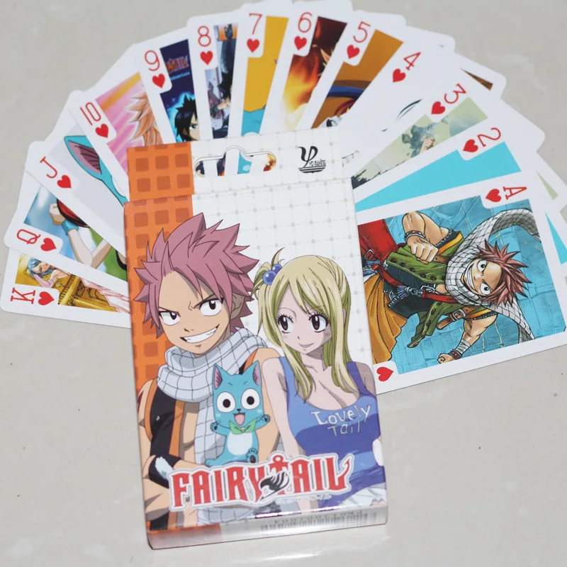 

54 Pcs/pack Kawaii Japan Anime Fairy Tail Cosplay Poker Cards Board Game Playing Cards Fans Collection Gift Figure Toys