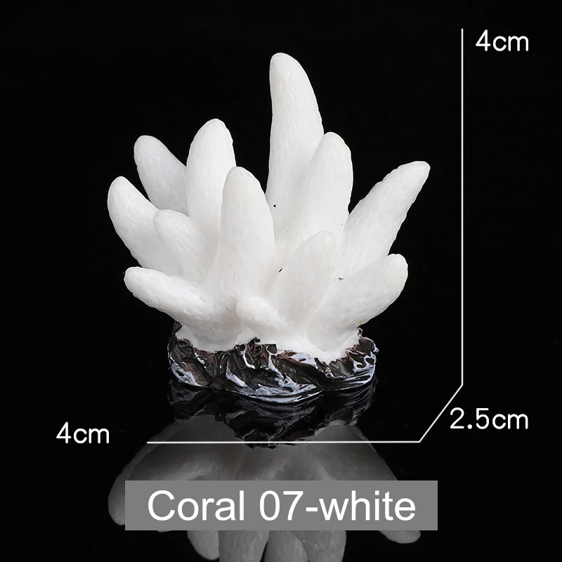 07 white Милый Искусственный аквариум из смолы, мини-коралл, украшение для аквариума, многоцветные декоративные украшения, коралловый камень, морская звезда - Цвет: 07 white