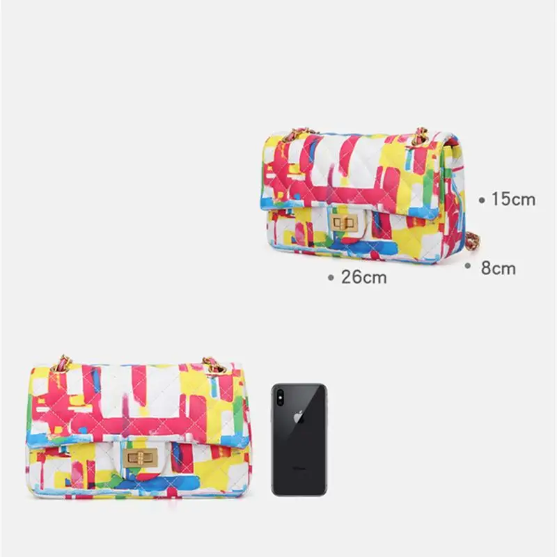 

Colorful Rainbow Crossbody Bags for Women 2019 Luxury Purses and Handbags Women Bags Designer Graffiti Messenger Bag Travel Bags