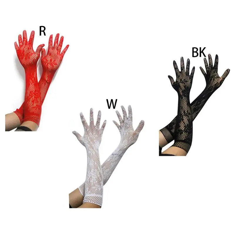 Сексуальные кружевные жаккардовые перчатки женские декоративные свадебные
