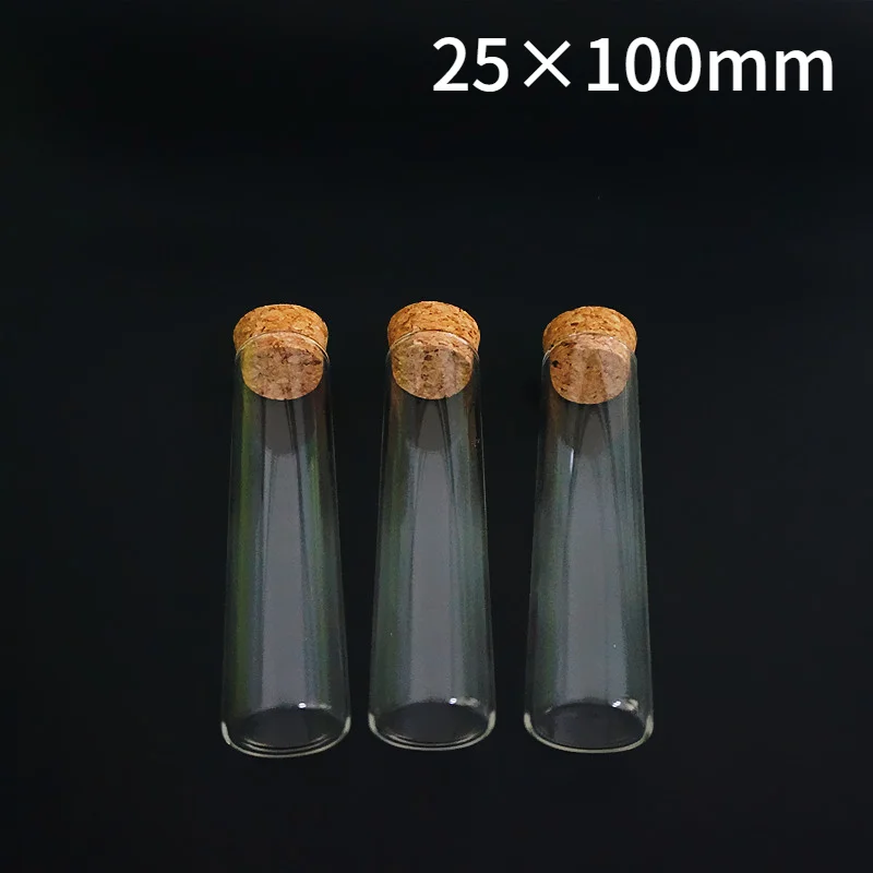 

12pcs/lot 25x100mm Clear Flat Bottom Glass Test Tube With Cork Stoppers 30ml Laboratory Wedding Favours Tubes