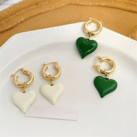 korea trendy circular earbutton retro green three dimensional love earrings fashion niche design earrings for women