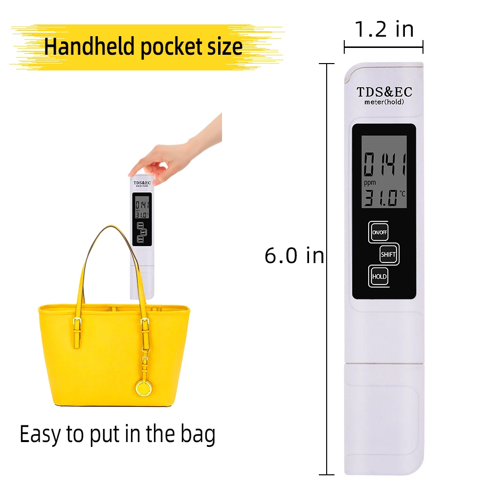 Digital Water Quality TDS-EC Tester Temperature Handheld Purity Drinking EC for Aquarium Pool LCD display 40% off | Инструменты