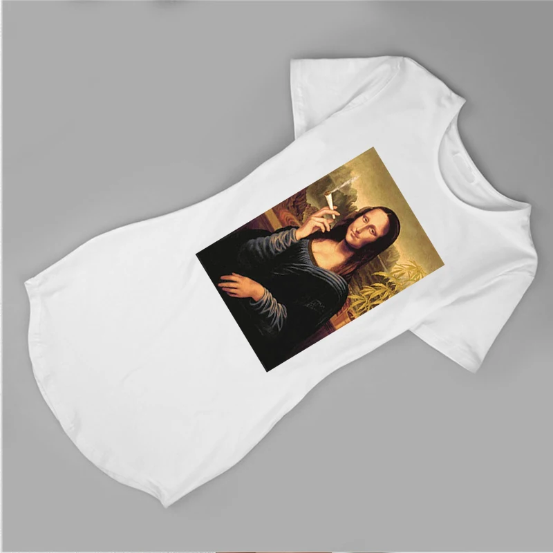 Дизайнерское платье женское Топ бренд 2019 Лето забавная Мона Лиза напечатанная