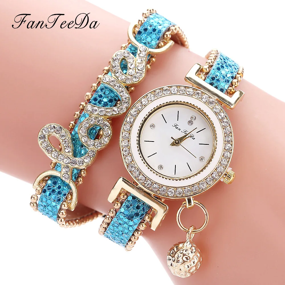 

2020 New Hot Sales Fashion Women Flower Popular Diamond Wrap Around Leatheroid Quartz Wrist Watch Reloj Mujer Freeshipping