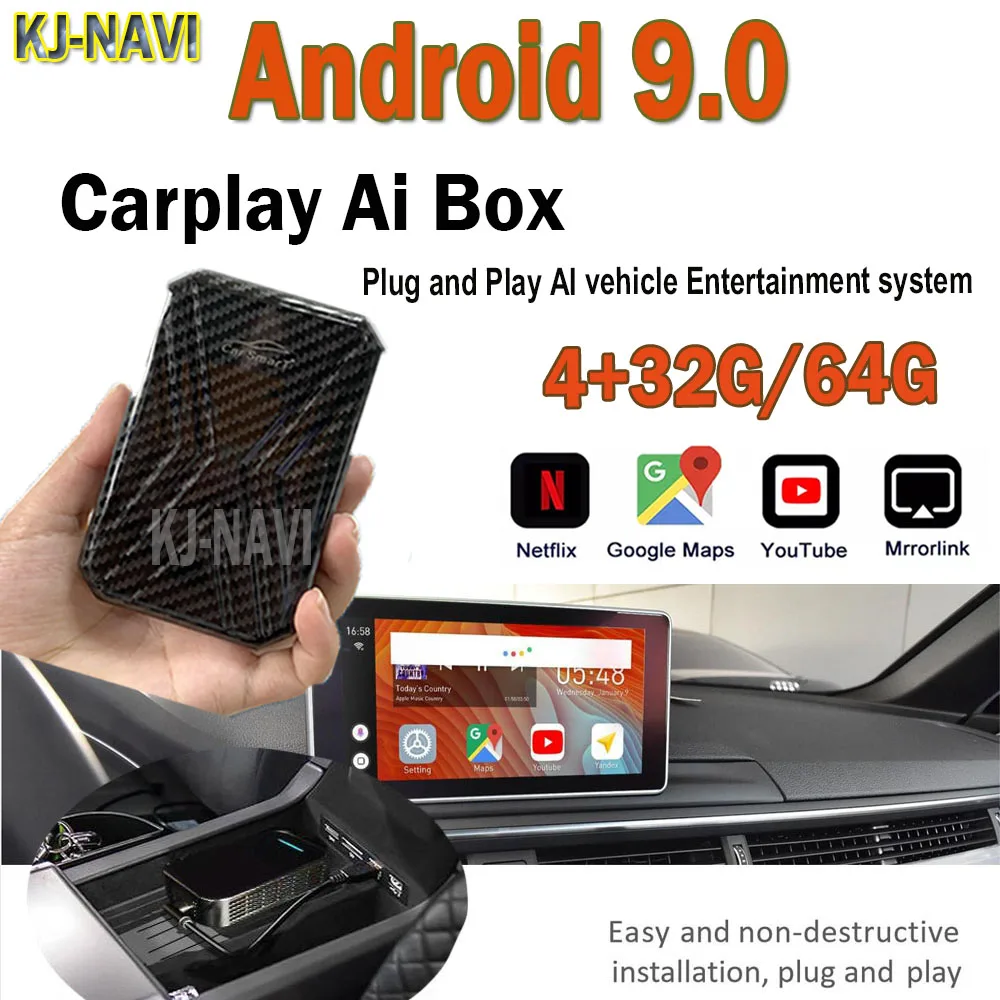 

Беспроводной автомобильный USB-адаптер Android для Benz Toyota Mazda, беспроводной Автомобильный мультимедийный проигрыватель Carplay Ai Box Android 9,0