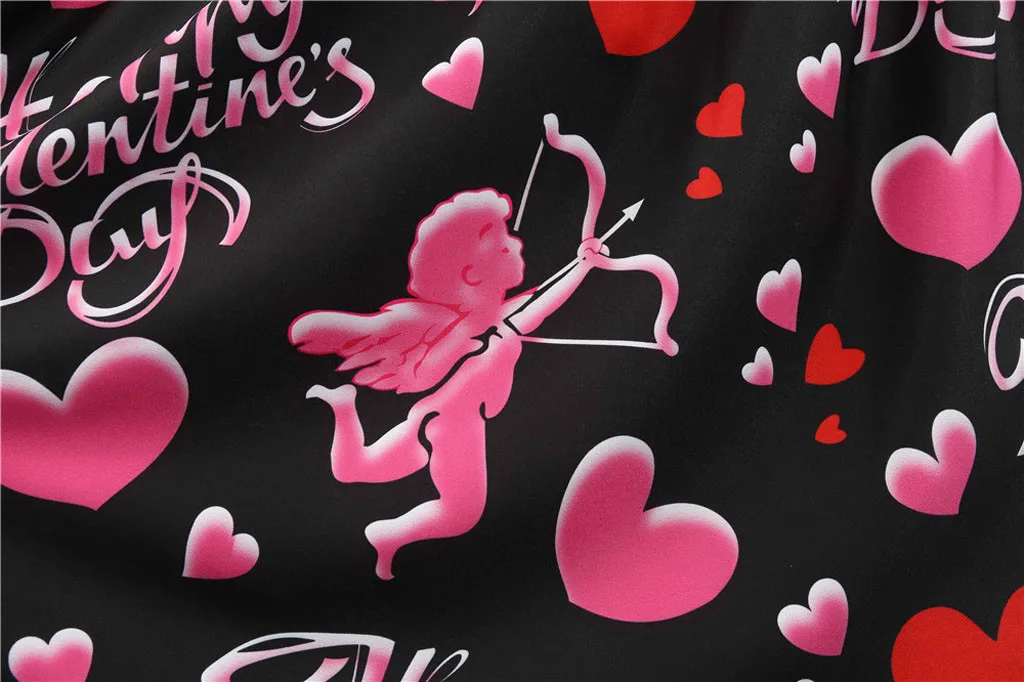 Платья для вечеринок на День святого Валентина с принтом в виде сердца Купидона