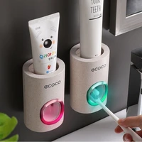 automatic toothpaste dispenser dust proof toothbrush holder wall mount stand bathroom accessories set toothpaste squeezers tooth