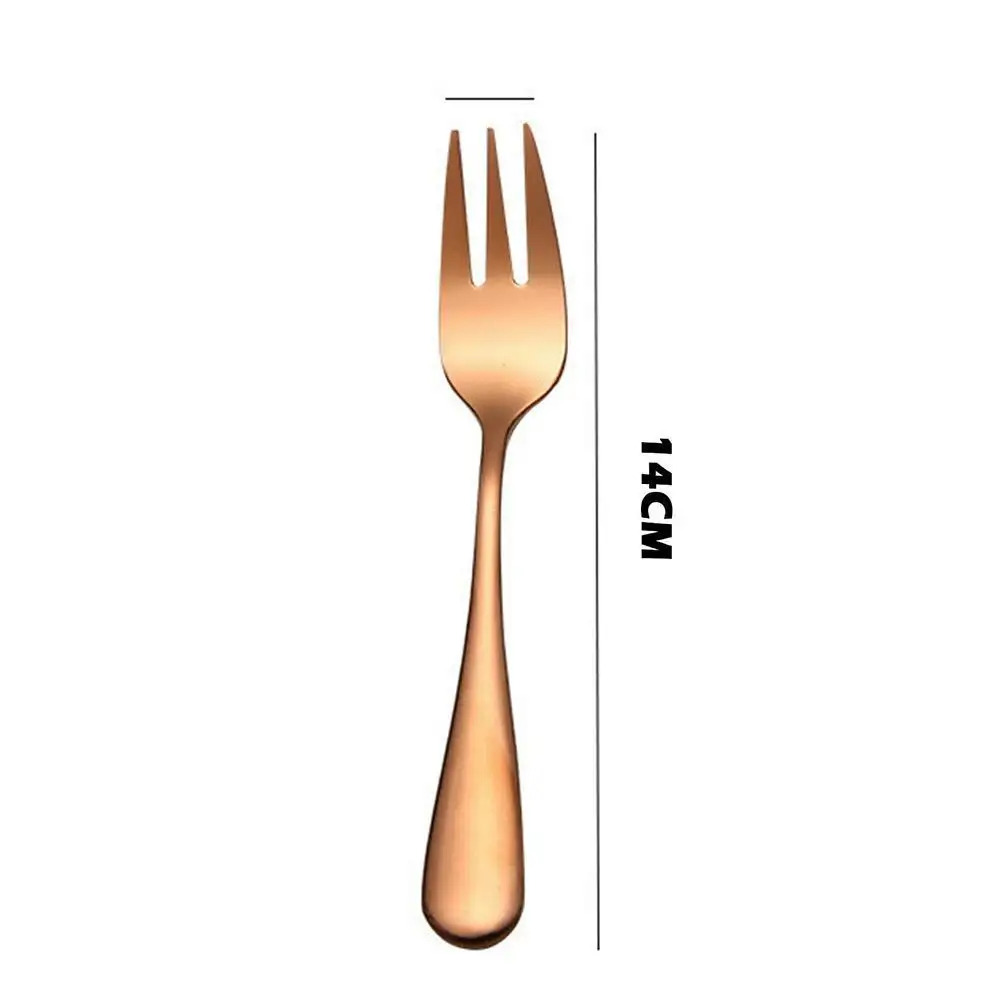 

1pc tea fork set steel mini small fork golden fruit fork dessert fork cake snack golden salad fork cutlery set