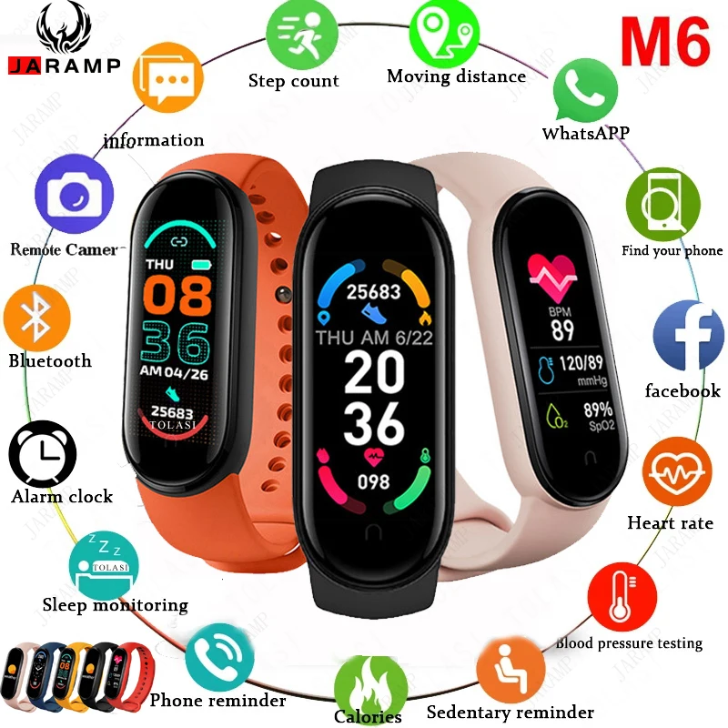 M6 Smart Watch Men Women Kid Heart Rate Monitor Sport Fitness Bracelet For IPhone Redmi Android PK Mi Band 6 Xiaomi Smartwatch