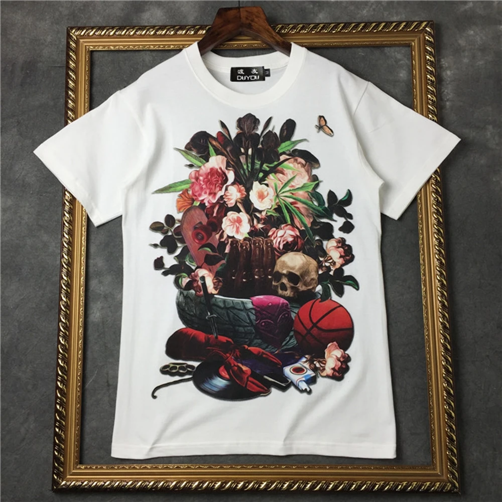 Футболка DUYOU с принтом черепа баскетбольной шины модная летняя повседневная