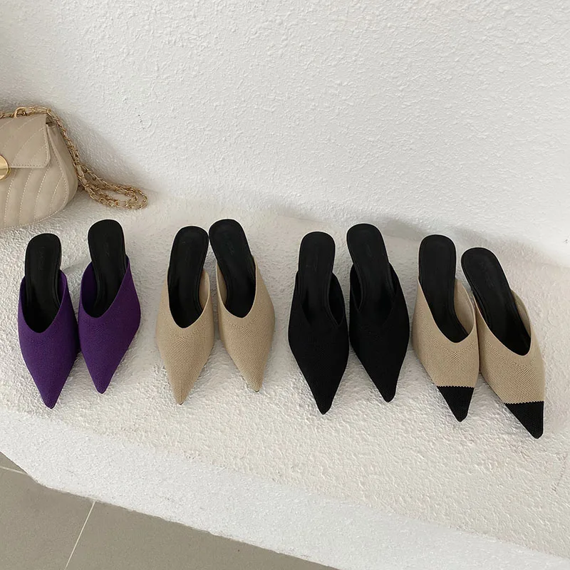 

Туфли женские без шнуровки, заостренный носок, каблук 4 см, котята, роскошные шлепанцы, Корейская версия