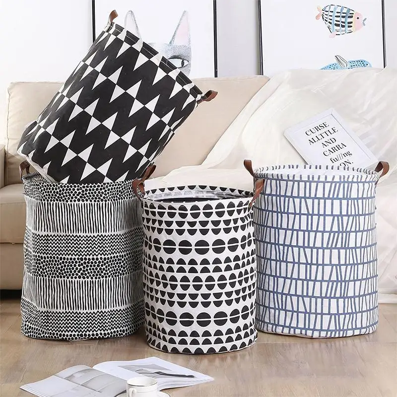 

Cotton Linen Sundries Receiving Barrel Office Waterproof Fashion Storage Bag Storage Bucket Tissue Multi-Function