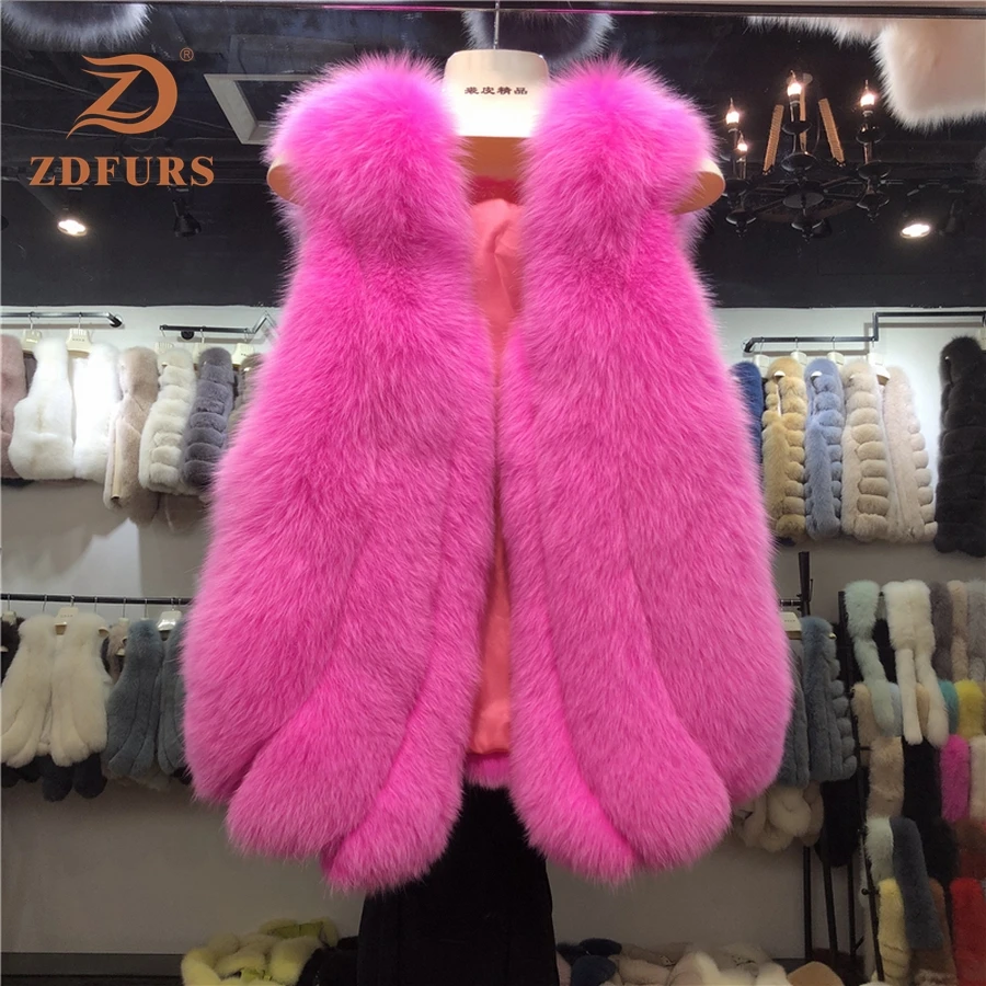 ZDFURS* натуральный Лисий меховой жилет для женщин Зима Осень Теплый Женский жилет без рукавов из лисьего меха женский цветной натуральный короткий жилет