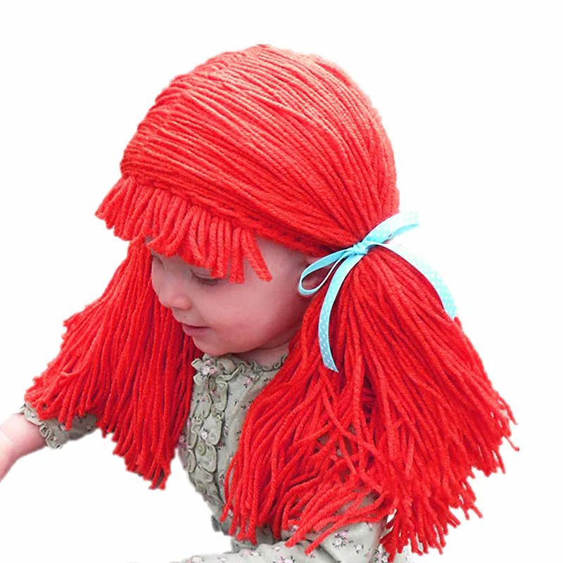 Шапка-парик BomHCS для детей зимняя теплая вязаная шапка ручной работы из 100%