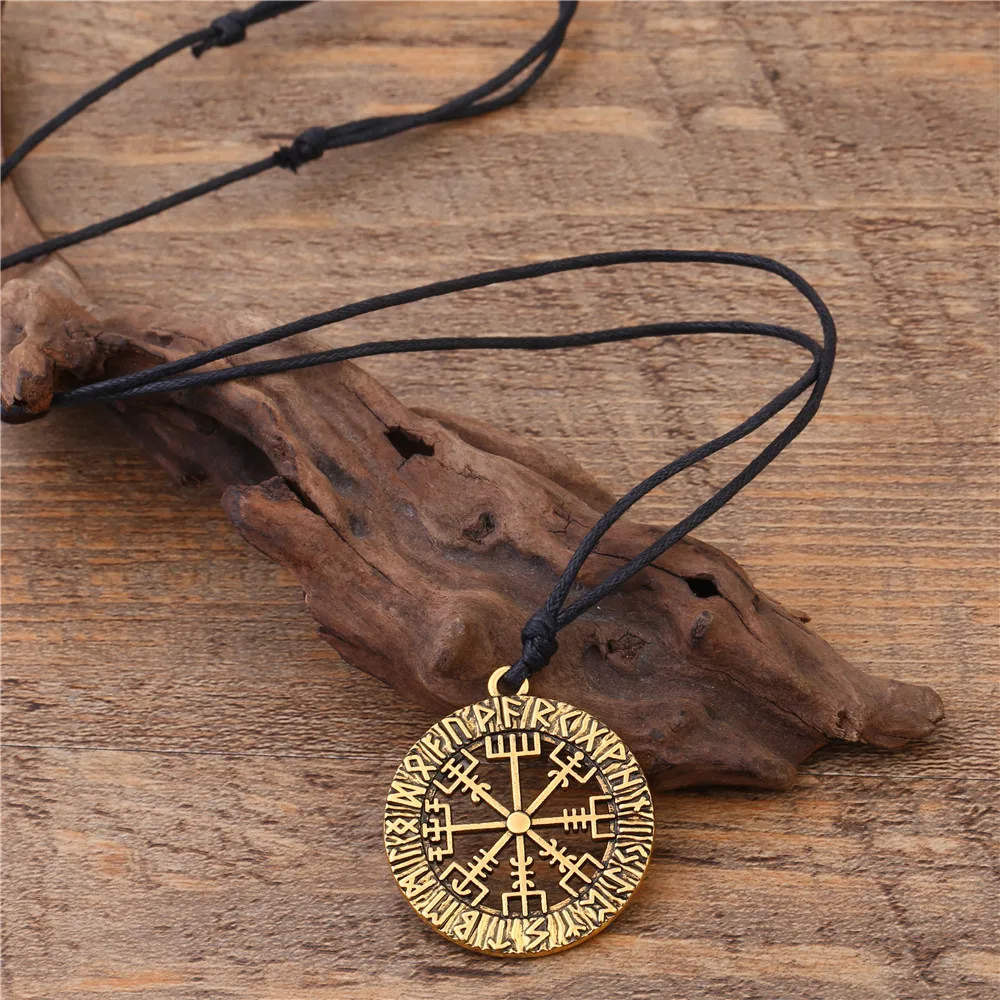Ожерелье с подвеской LIKGREAT Runes Compass Viking Vegvisir старинное винтажное открытое круглое