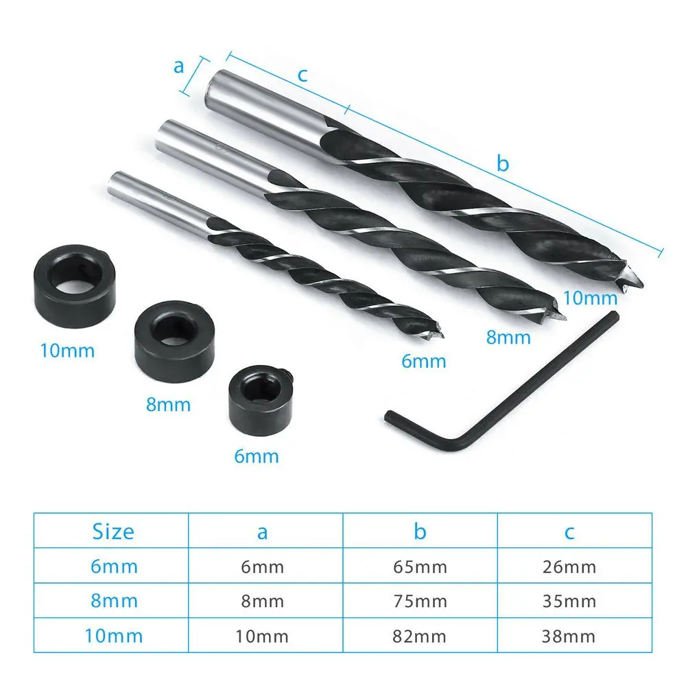 

14pcs Pocket Hole Jig Kit 6/8/10mm Angle Drill Guide Woodwoorking Tool Hole Puncher Locator Jig Drill Bit Carpentry Tools
