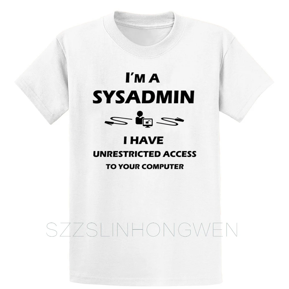 Proud Sysadmin футболка аутентичная весна осень вырез лодочкой хлопок печать