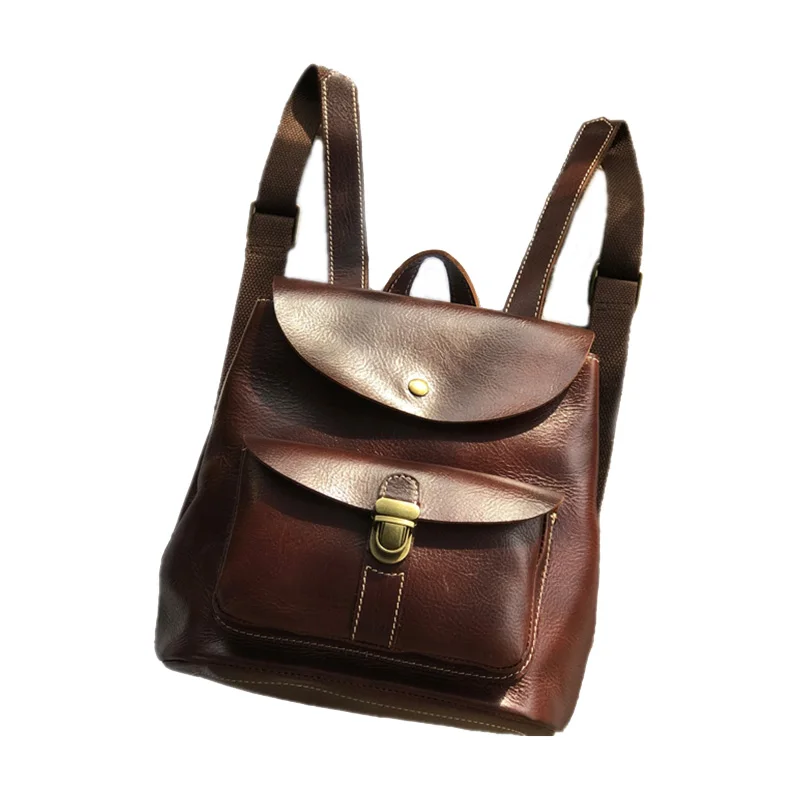 

shoulder bag top layer leather British retro backpack personality