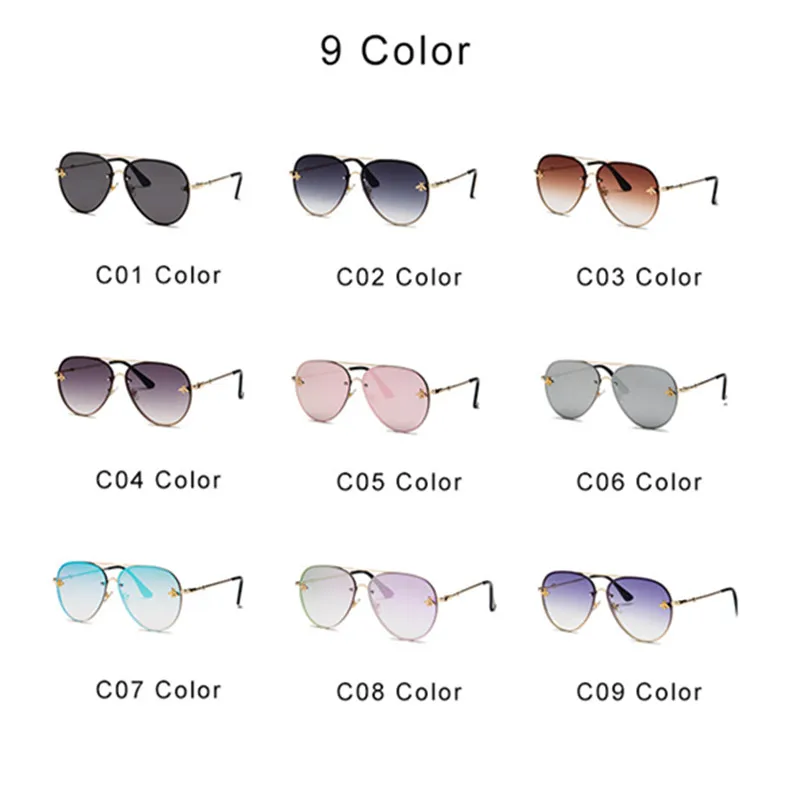 

Luxury Bee 2021 Pilot Sunglasses Women Fashion Shades Metal Frame Vintage Brand Glasses Men Designer Male Female