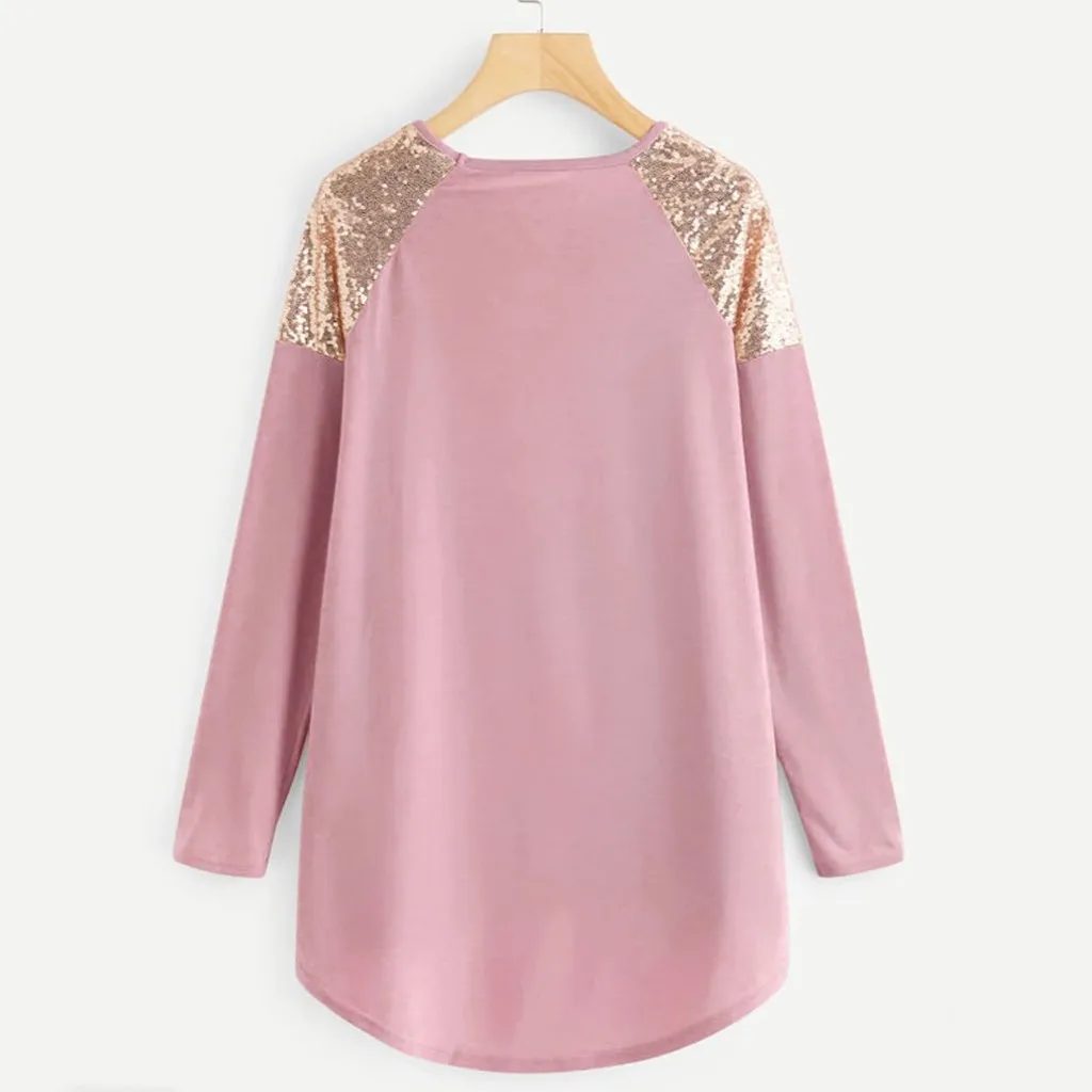 Женская туника с круглым вырезом и длинными рукавами контрастная Лоскутная