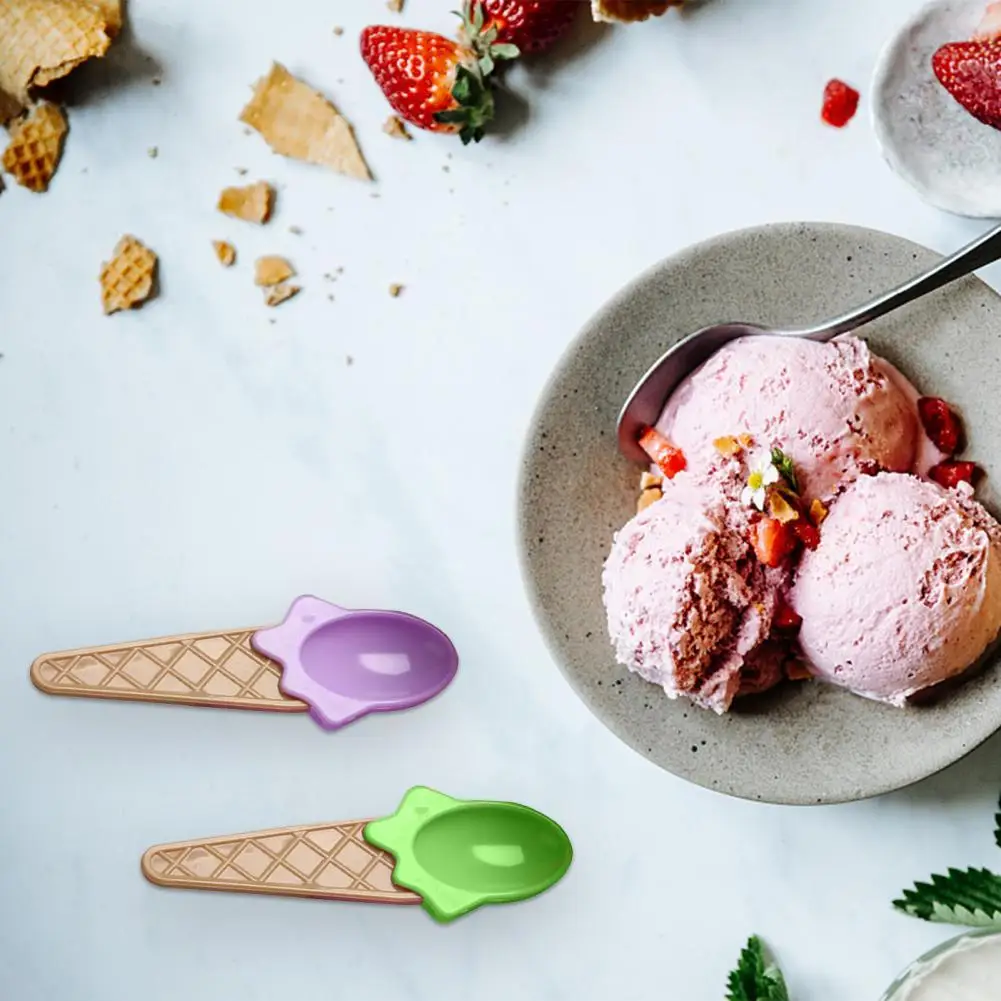 

4 шт. десертные ложки, экологически чистые, многоразовые, антидеформирующие пластиковые маленькие ложки для мороженого, товары для дома