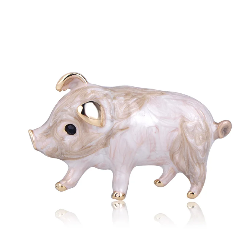 Blucome милые броши в форме поросенка из Porcupine эмаль кристалл золотой цвет ювелирная