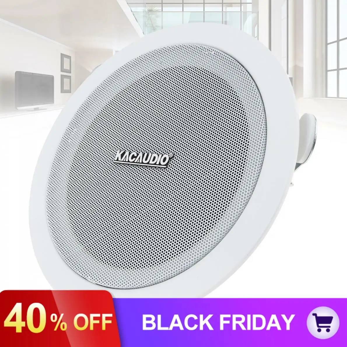 6 Inch 6W Fashion Microphone Input USB MP3 Player Ceiling Speaker Public Broadcast Background Music Speaker for Home Supermarket