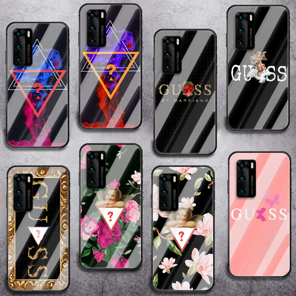 

Luxury Brand Guess Phone Tempered Glass Case Cover For Huawei P Nova Mate 5T 20 30 40 Pro Lite Smart 2019 2021 Tpu Shell Funda