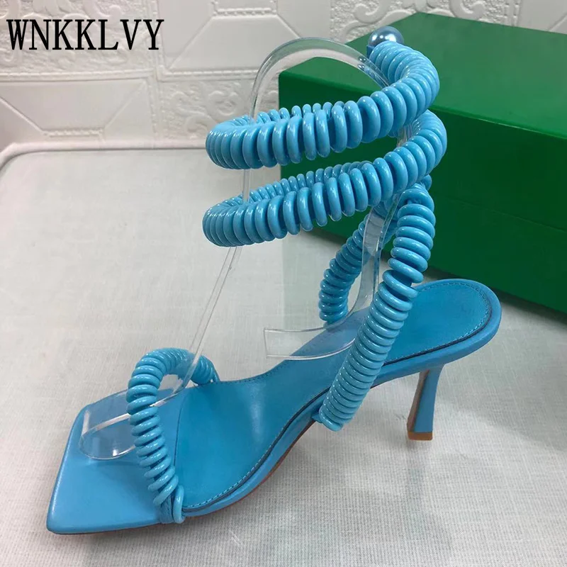 

Sexy Square Toe Thin High Heels Women Shoes Runway Sandals Summer new design Party banquet Dress shoes For Ladies 2021