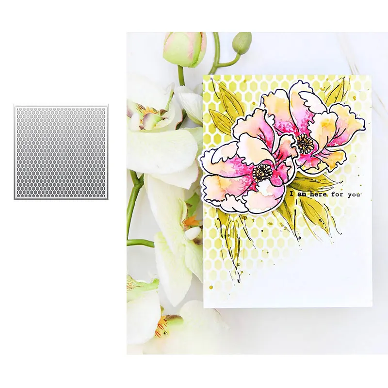 

Hexagon Background Pattern Cutting Dies &stamps Scrapbook Dariy Decoration Stencil Embossing Template Diy Greeting Card Albums