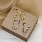 Женские серьги-гвоздики на длинной цепочке, золотистые и Серебристые простые металлические серьги-кисточки