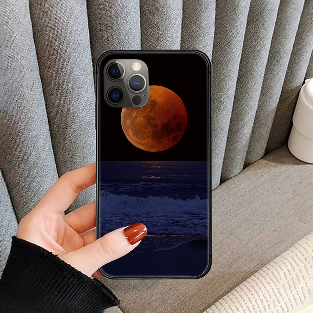 

Moonshine moon Phone Case cover For iphone 5 5S 6 6S PLUS 7 8 11 12 mini X XR XS PRO SE 2020 MAX black hoesjes tpu cell cover