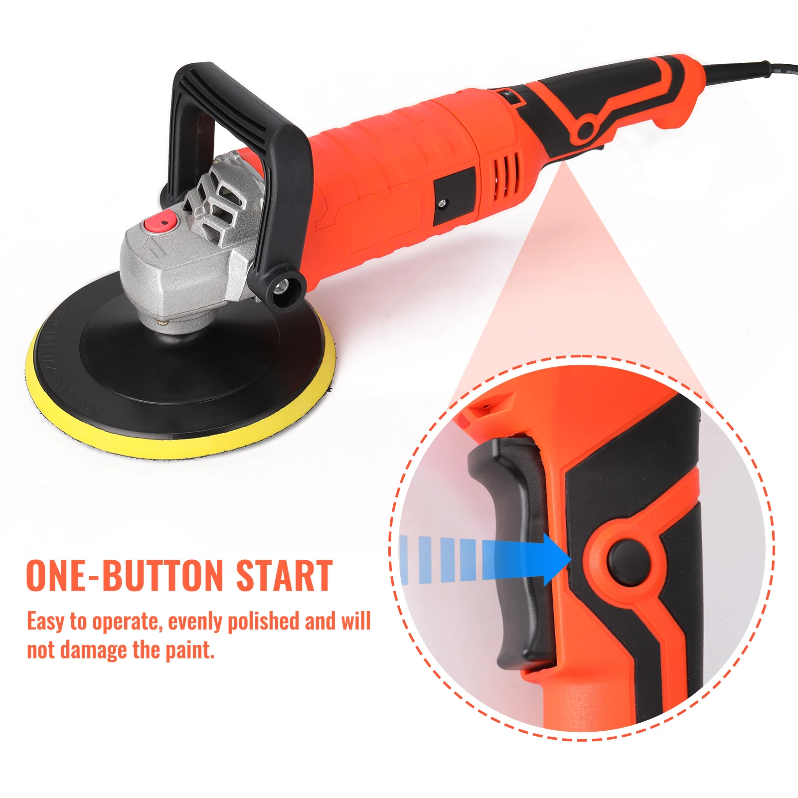 

Полировальная машинка, 1580 Вт, 220 В, 7 уровней скорости, 180 мм