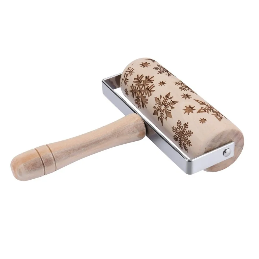 Рождественская Снежинка рельефная скалка 1 шт. деревянные рождественские Скалки