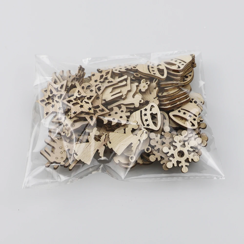 100 шт. деревянные рождественские украшения мини-украшения для елки Санта-Клаус